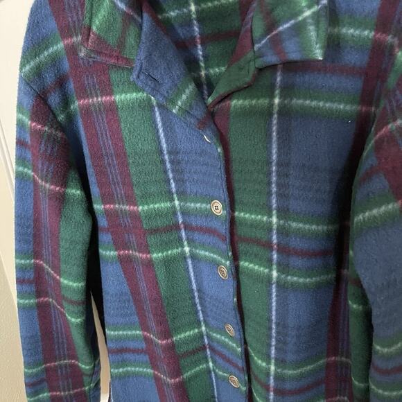 TEDDI vintage flannel blue green soft button front shirt large - Picture 4 of 5